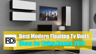 Contemporary White Floating top TV Console for TVs up to 46″ Best modern floating tv unit ideas for living room 2018