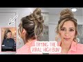 Trying the viral high messy bun trend medium  long hairstyles  trendy hairstyles