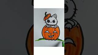 Raatan Lambiyaan SHERSHAH || cute Halloween cat easy drawing