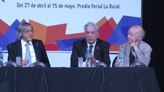 Mario Vargas Llosa, Jorge Edwards y Alejandro Roemmers en la Feria del Libro