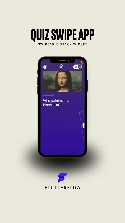 Quiz swipe app using SWIPEABLE STACK WIDGET.👆#flutterflow # ...