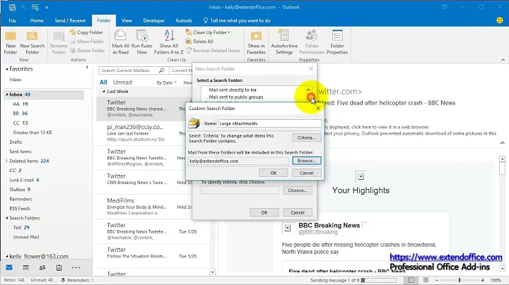 How to find and delete large attachments from emails in Outllok