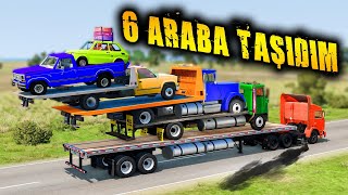 ARABALARI ÜST ÜSTE TAŞIDIM // 5 ARABA TAŞIDIM // ÇEKİCİ TADINDA  // BeamNG.drive