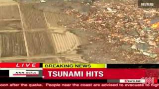 Tsunami waves crash ashore Japan | BREAKING NEWS 3.11.11