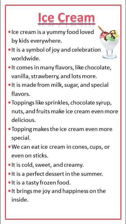 Essay on Ice Cream #essay #easytolearnandwrite #youtubeshorts #shorts #icecream #sweet #dessert #yt