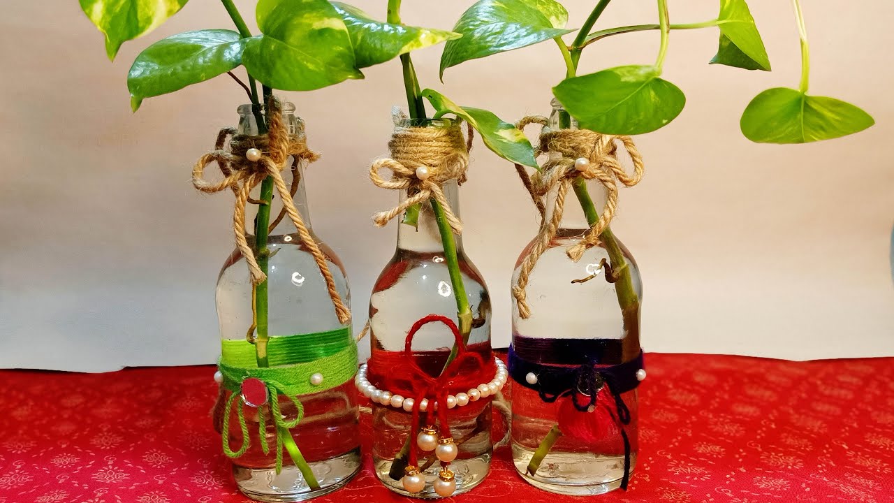 DIY hanging planters Glass bottle planters gardening ideas balcony decor YouTube