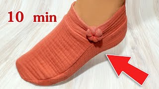 The easiest way to sew slippers out of old pieces of clothes in 10 minutes!