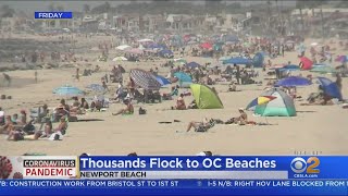 Hot weather brought july fourth-like crowds flocked to newport beach
this weekend. kara finnstrom reports.