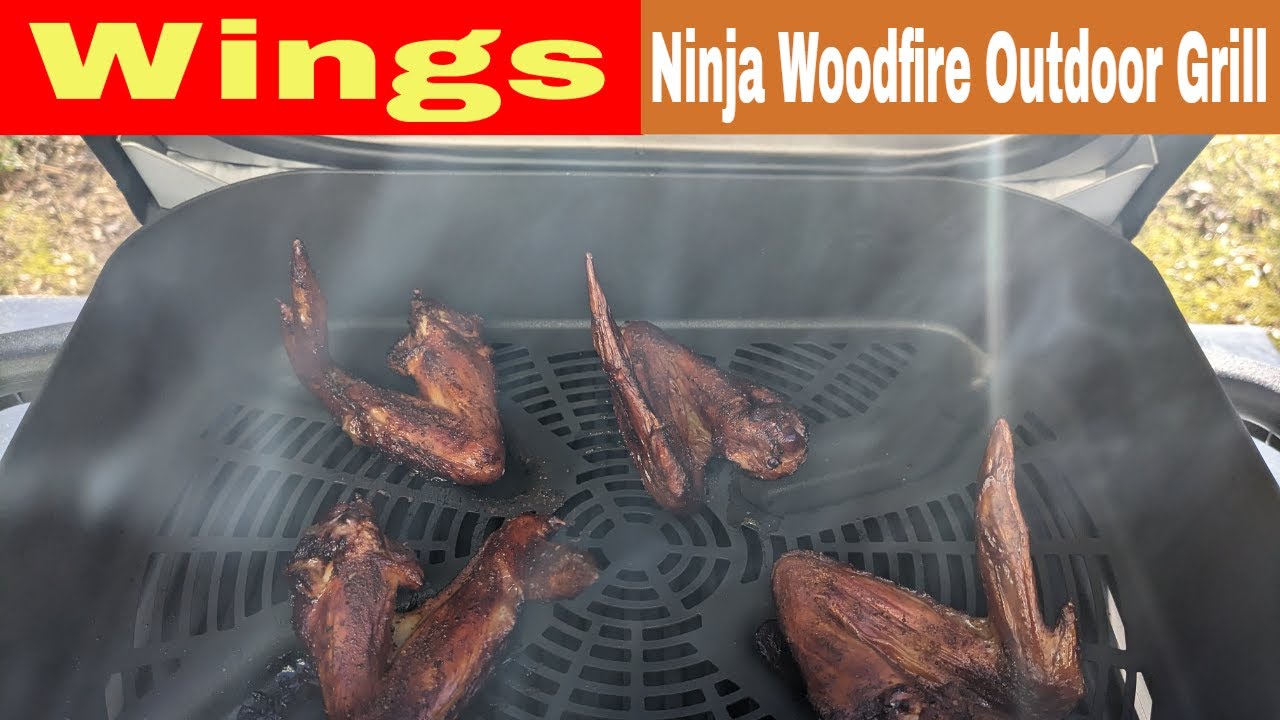 NINJA WOODFIRE OUTDOOR GRILL SMOKED THEN AIR FRIED CHICKEN WINGS! The best  way to cook wings?! 