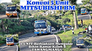 Perang Klakson Mengular 2 Unit Bus Bumel || Konvoi 5 Unit Bus Mitsubishi BM di KELOK 8 TAWANGMANGU