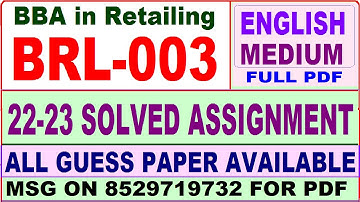 brl 003 solved assignment 2022-23 / brl 3 solved assignment in english / ignou bba in retailing