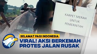 Viral Aksi Berkemah di Jalan Rusak Lampung