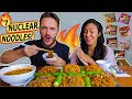 German & American Try 7 SPICY NUCLEAR NOODLES! (Noodle Mukbang)