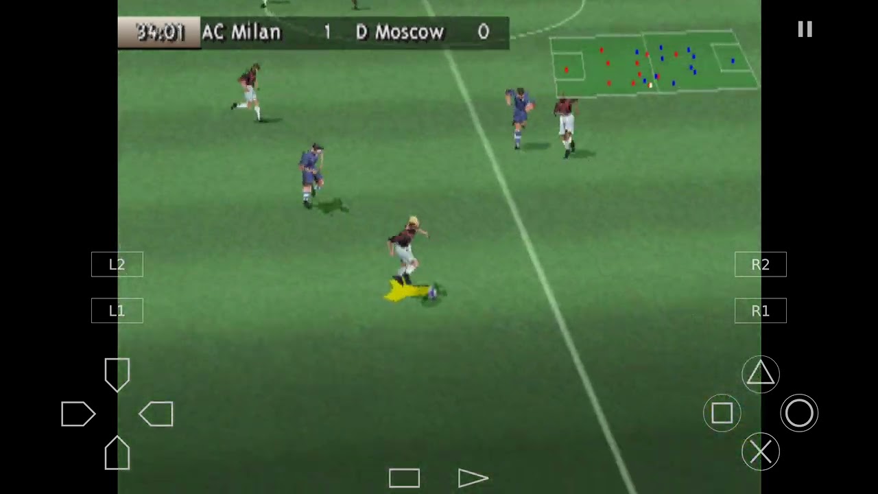 Fifa 99. One game. Milan--Dynamo Moscow. Professional difficulty level. Android.