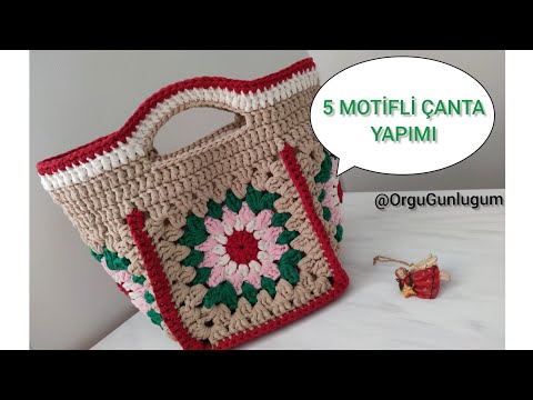 5 MOTİFLİ ÇANTA YAPIMI❤️ KOLAY Motifli Çanta YAPIMI ❤️ Crochet bag 💜 Handmade bag 💜
