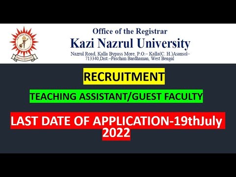 Kazi Nazrul University West Bengal||recruitment of Guest Faculty for CSE, Mining Metallurgical