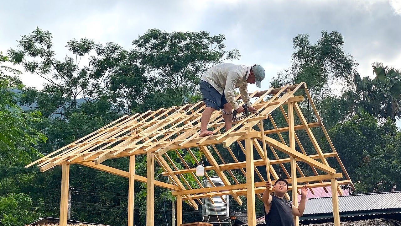 10- Day Journey To Build a Wooden Stilt House In The Middle Of The Forest // Wood Processing Project