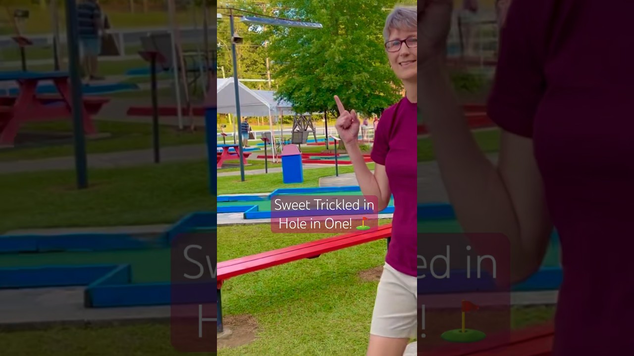 Sweet Trickled in Hole in One ⛳️ at this 65yr old mini golf course! 😎 