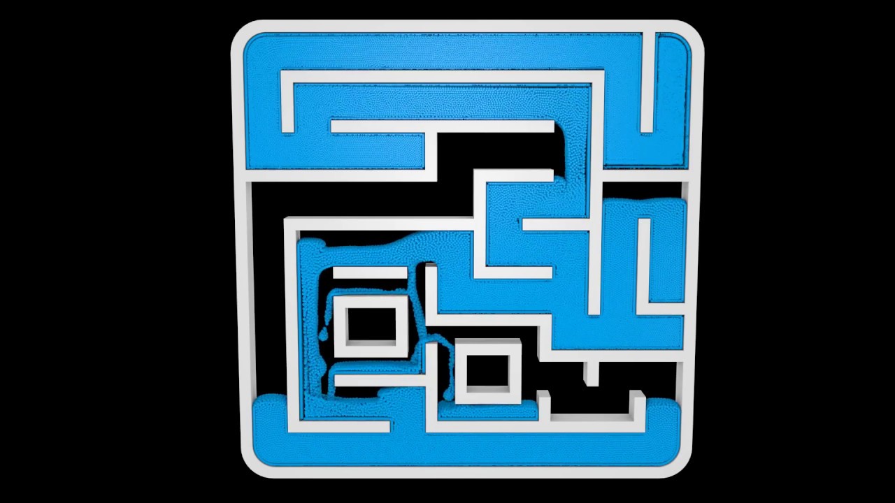 60fps FullHD Particle fluid simulation - 200.000 particle Maze!  [blender] [11]