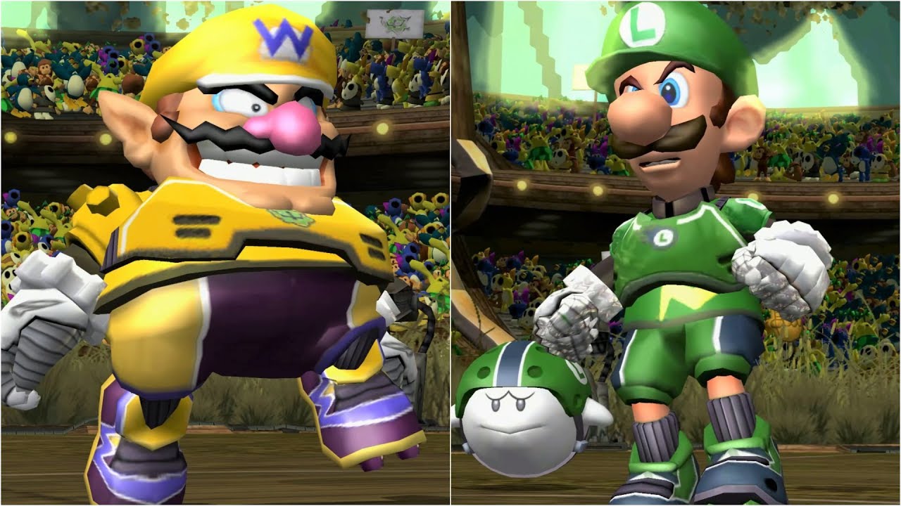 Mario Strikers Charged - Wario vs Luigi - Wii Gameplay (4K60fps)
