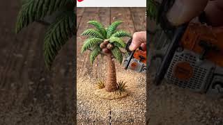 🔥 Mini Chainsaw vs Tiny Palm Tree 🌴😱 | #shorts #tools #tree #woodscraft #chainsaw