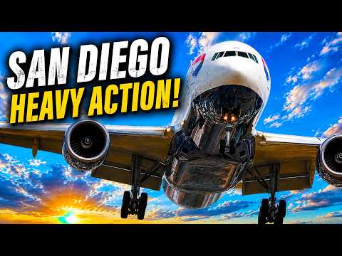 PURE AVIATION ACTION at SAN! Heavy Jets Landing in San Diego