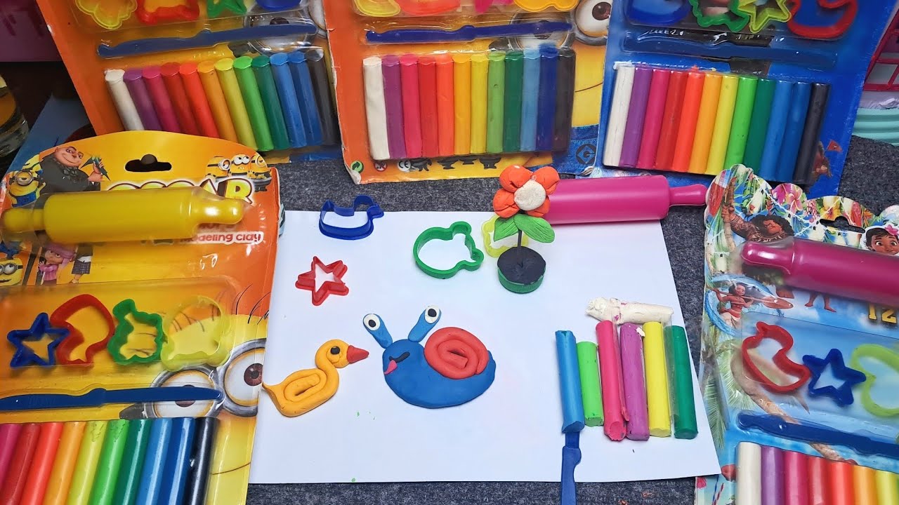 لعبه الصلصال ، أشكال صلصال رهيبة  🐤🌸🐌 | بطة ووردة وقوقعه حلزونية خطوة بخطوة!