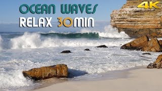 Relaxing Ocean Waves | 4k UHD 30 min | no music - no loops | real-time video