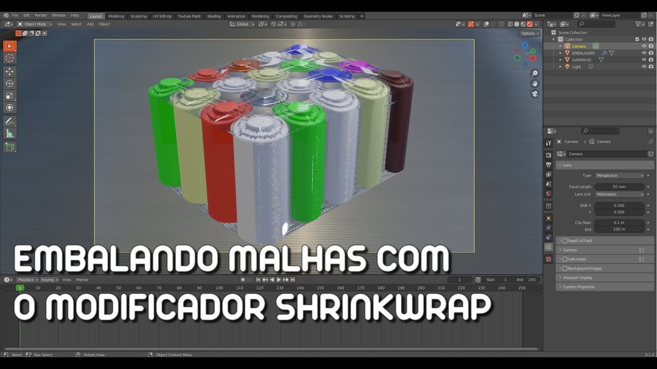 BLENDER 3D - EMBALANDO MALHAS COM O MODIFICADOR SHRINKWRAP