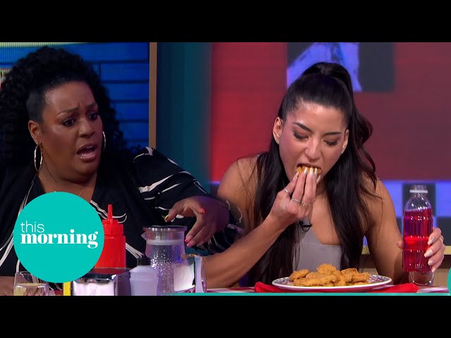 The UK's Number One Professional Eater Eats 19 Chicken Nuggets In 60 Seconds | This Morning class=