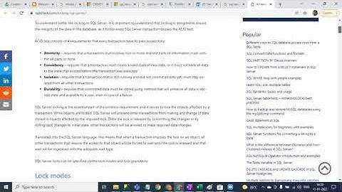 Transaction and Locking In MS SQL Server