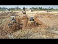 Incredible Best Skill Operator Bulldozer Push Move Mud And Dirt 12Wheels Dump Truck Unloading!