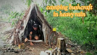 Bushcraft Survival Camping In The Rain | Trip | Hunting | Seafood