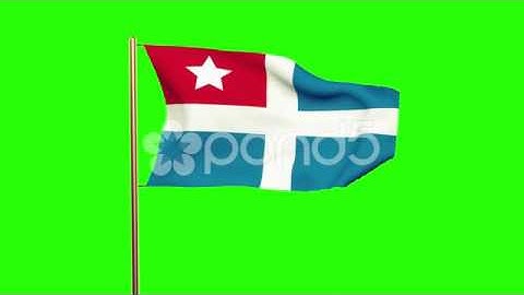 Cretan State Flag Waving In The Wind. Green Screen, Alpha Matte. Loopable