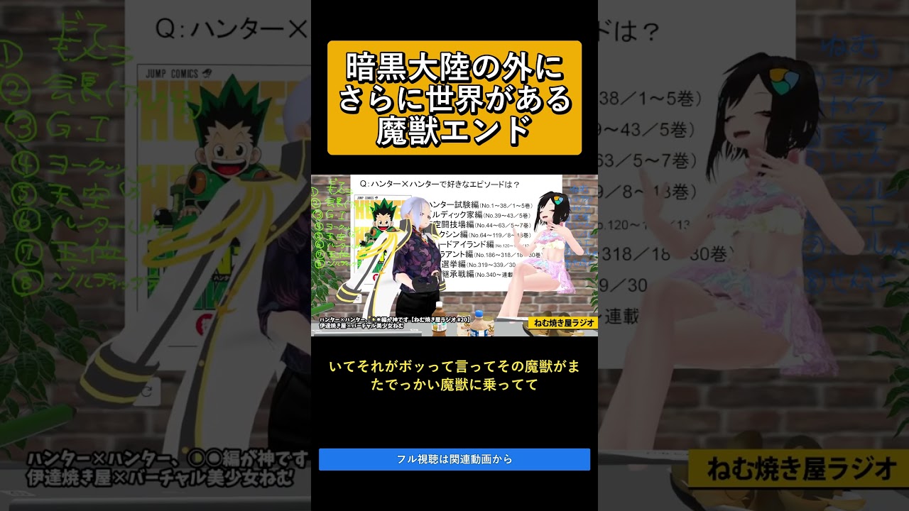 暗黒大陸の外にさらに世界がある魔獣エンド ハンター✕ハンター、◯◯編が神です【ねむ焼き屋ラジオ #20】