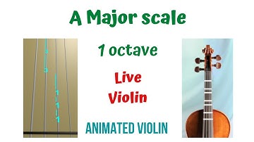 A Major Scale 🎻(1 Octave)  Violin Tutorial | Animated Violin TAB | FINGERBOARD view | Backing Track