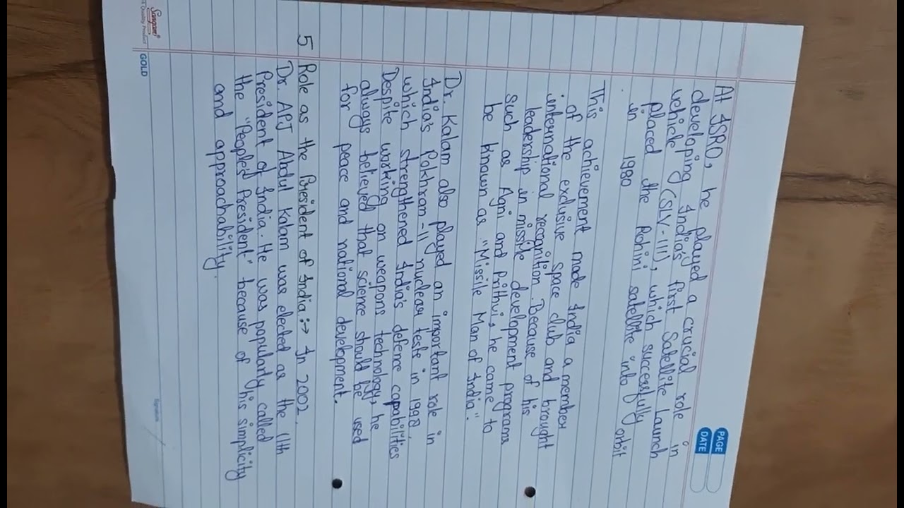 Biography of A.P.J Abdul Kalam of 500+ words in english for english project file in CBSE pattern