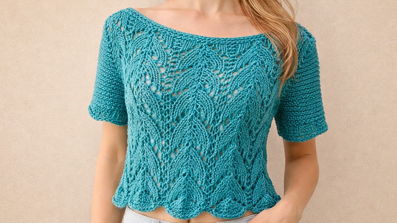 Blusa FÁCIL a dos agujas para mujer ¡Paso a paso! /trico remera /top 2 agujas facil