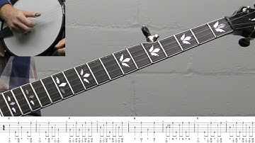 Down The Neck Rolling Backup (Key Of C) Beginner Bluegrass Banjo Lesson With Tab