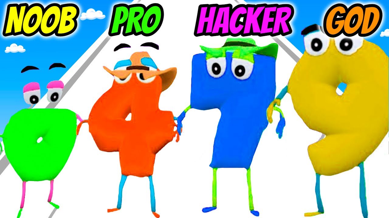 NOOB vs PRO vs HACKER vs GOD - Number Race 3D