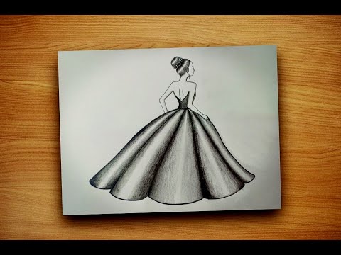 วาดภาพหญิงสาวในชุดสวยๆ ด้วยดินสอ How To Draw A Girl With Beautiful Dress -  Youtube