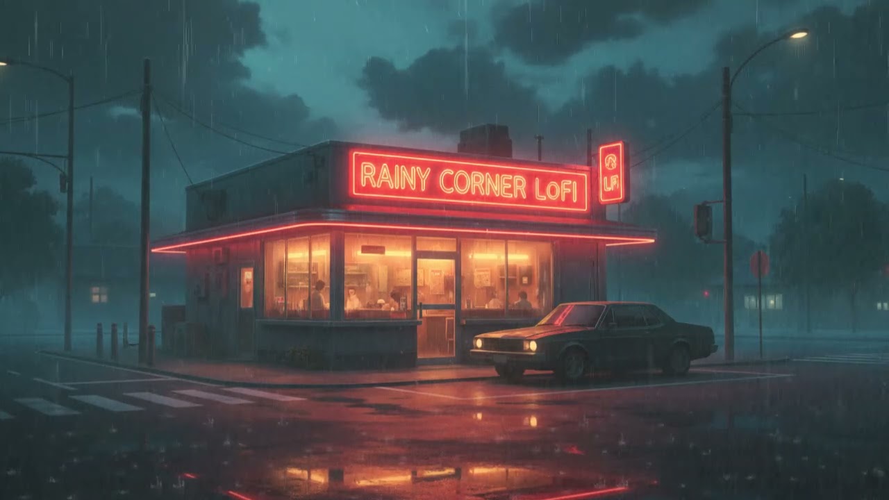 Quiet Rainy Coffee Corner 🌧️ Night Street Lofi ☕ Calm Music for Focus, Reading & Late Nights