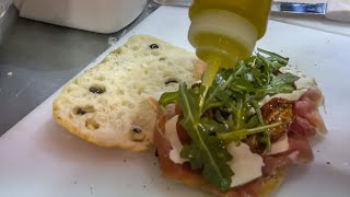 Italian Sandwich, San Daniele Prosciutto, Buffalo Mozzarella on Focaccia Bread. London Street Food