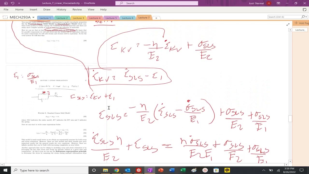 MECH293A: Lecture 7: Standard Linear Solid Constitutive Equation