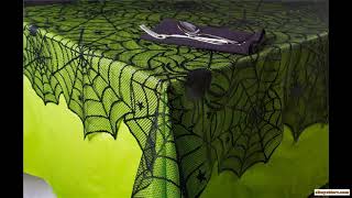 Black Spider Web Halloween Table Cloth