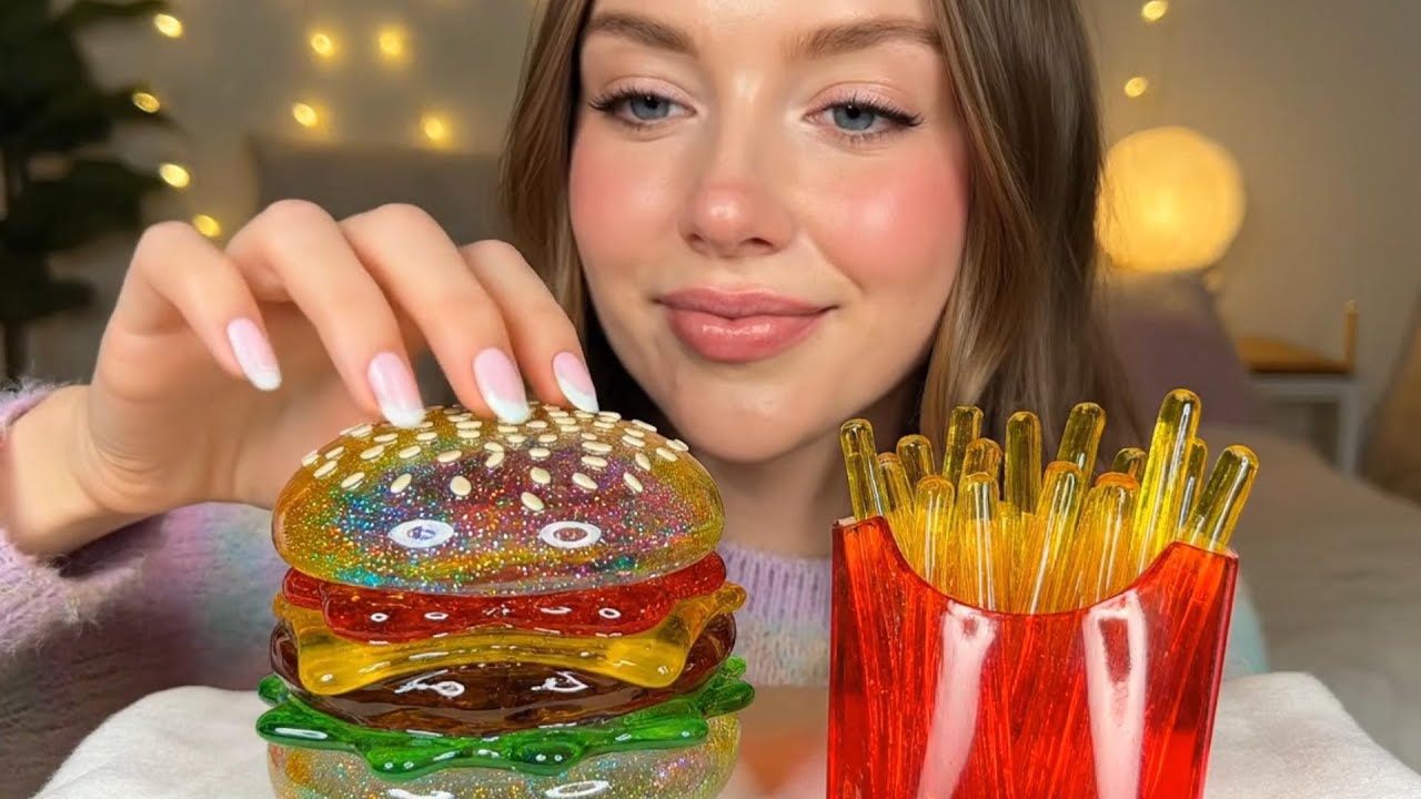Glass Food ASMR Eating & Cutting 🍟🍔 | Oddly Satisfying Crunch
