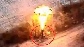 Airbursting Missile Hit Right Over Artillery