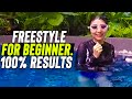 Beginner girl learn to swim Freestyle step by step