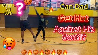 1v1! FATHER vs. SON! Who Can HEAT UP 1st?!? 🏀🔥 #basketball #hoops #fyp #ballislife