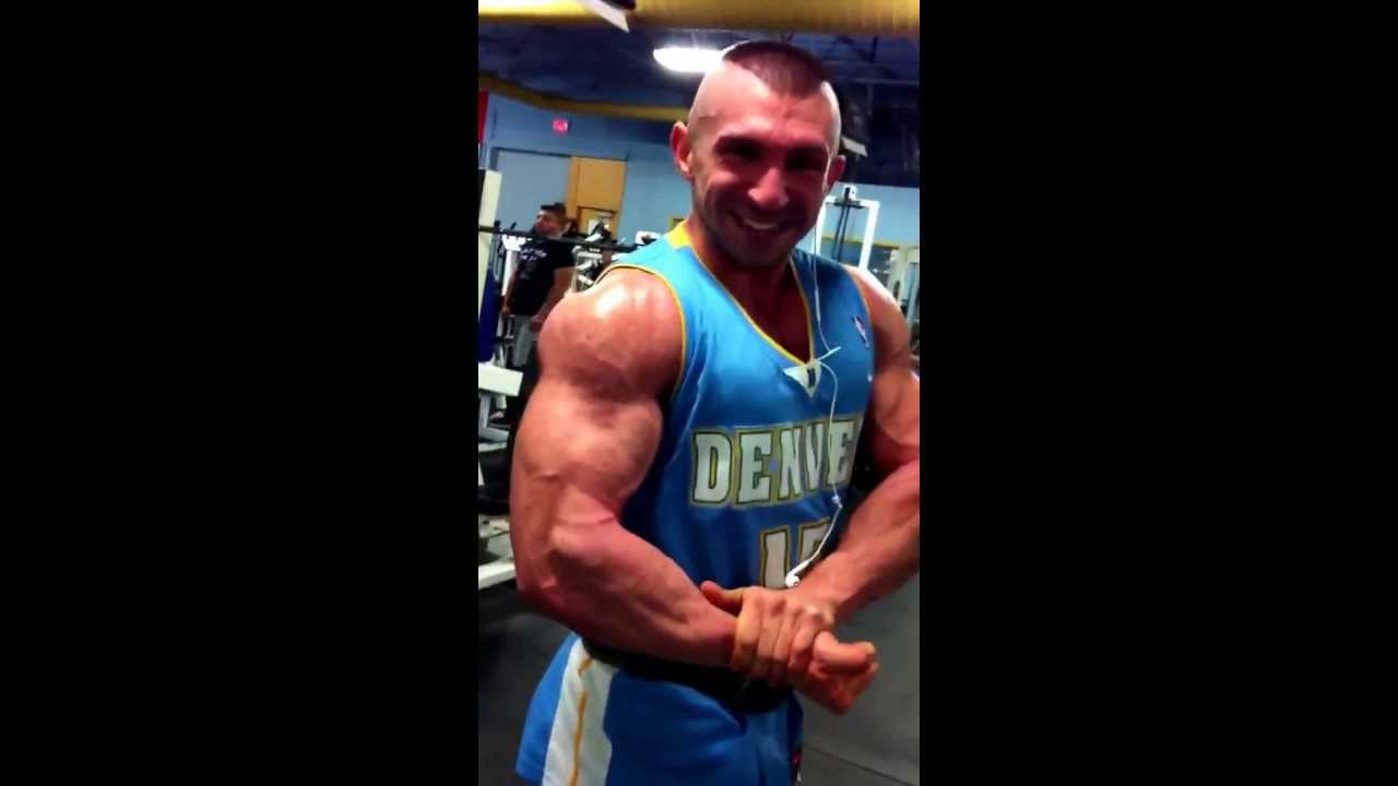 pumping arms w/ big  Dave Amaral. Fitness 365 in Etobicoke, ontario.